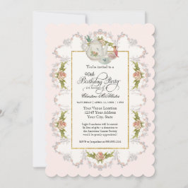 誕生日フェアリーティーパーティー、バラティーポットnカップ 招待状