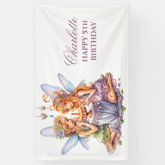 誕生日フェアリー旗 横断幕 (縦)