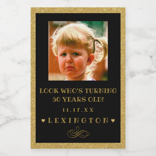 誕生日フォトグリッタールックミニボトルラベル | フードラベル (シングルラベル)