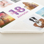 誕生日フォトコラージュのホワイトパープル名 シェルパブランケット (3/4)