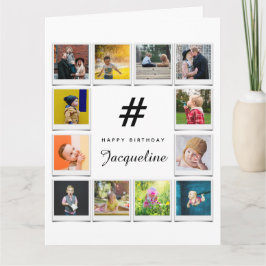 誕生日フォトコラージュテンプレート任意の年齢名白 カード