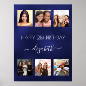 誕生日フォトコラージュネイビーブルーBFF ポスター (正面)