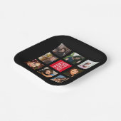 誕生日フォトコラージュブラックアンドレッド ペーパープレート (傾斜あり)