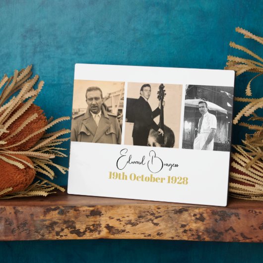 誕生日フォトコラージュモダンオス フォトプラーク (側面)