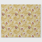 誕生日フォトコラージュレトロサークルマスタード ラッピングペーパー (フラット)