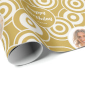 誕生日フォトコラージュレトロサークルマスタード ラッピングペーパー (ロールコーナー)