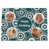 誕生日フォトコラージュレトロサークル緑 ラージペーパーバッグ (正面)