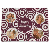 誕生日フォトコラージュレトロサークルBurgundy ラージペーパーバッグ (正面)