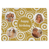 誕生日フォトコラージュレトロ円（黄色） ラージペーパーバッグ (正面)