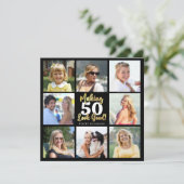 誕生日フォトコラージュ作成 年齢を素敵に見せる 黒 招待状 (スタンド正面)