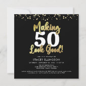 誕生日フォトコラージュ作成 年齢を素敵に見せる 黒 招待状 (裏面)