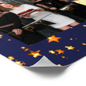 誕生日フォトコラージュ海軍ブルー金ゴールドスター ポスター (角)