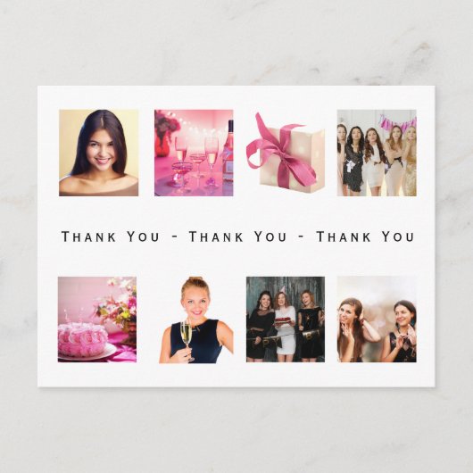 誕生日フォトコラージュ白感謝していユー ポストカード (正面)