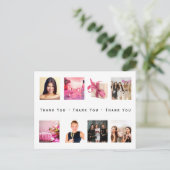 誕生日フォトコラージュ白感謝していユー ポストカード (スタンド正面)