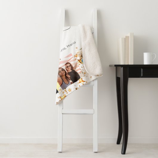 誕生日フォトコラージュ白金ゴールドの友だち シェルパブランケット (インサイチュ)