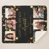 誕生日フォトコラージュ黒金ゴールドの友最高の達 シェルパブランケット (正面(横))