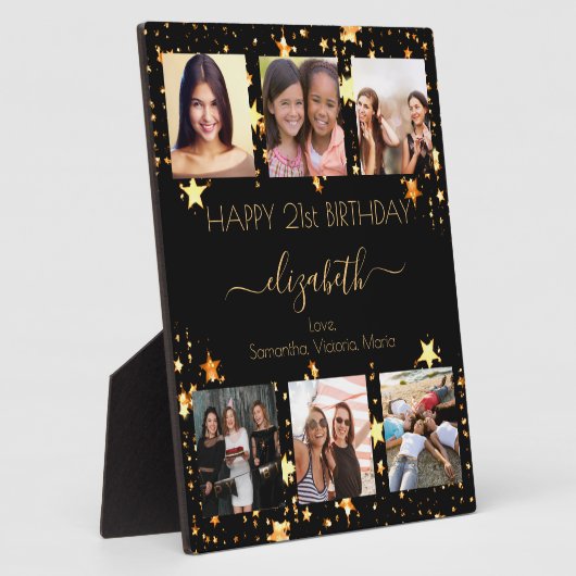 誕生日フォトコラージュ黒金ゴールドの友最高の達 フォトプラーク (側面)