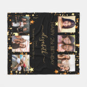誕生日フォトコラージュ黒金ゴールドの友最高の達 フリースブランケット (正面(横))