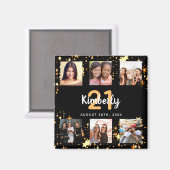 誕生日フォトコラージュ黒金ゴールドの友最高の達 マグネット (正面/裏面)