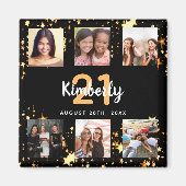 誕生日フォトコラージュ黒金ゴールドの友最高の達 マグネット (正面)