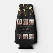 誕生日フォトコラージュ黒金ゴールド星友だち ボトルクーラー (正面)