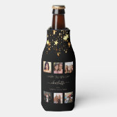 誕生日フォトコラージュ黒金ゴールド星友だち ボトルクーラー (ボトル正面)