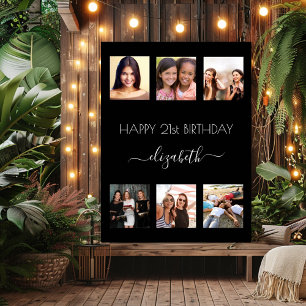 誕生日フォトコラージュ黒BFF ポスター
