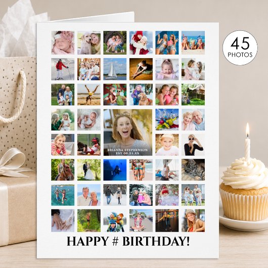 誕生日フォトコラージュ 45枚の写真入り オーダーメイドギフト 誕生日カード
