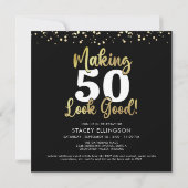 誕生日フォトコラージュAGE良い黒に見える 招待状 (裏面)