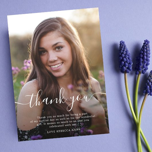 誕生日フォトスクリプトサファイアエレガントありがとう サンキューカード