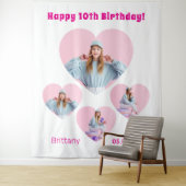 誕生日フォトハートコラージュの女の子の歓迎 タペストリー (インサイチュ)