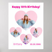 誕生日フォトハートコラージュの女の子の歓迎 ポスター (正面)