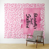 誕生日フォトバックドラップピンクヒョウ織 タペストリー (インサイチュ(横))