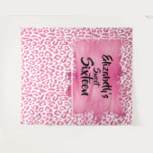 誕生日フォトバックドラップピンクヒョウ織 タペストリー (正面(横))