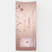 誕生日フォトバラ金ゴールドグリッタースター歓迎 横断幕 (縦)