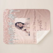 誕生日フォトバラ金ゴールドグリッターピンクシルバーグラム シェルパブランケット (正面(横))