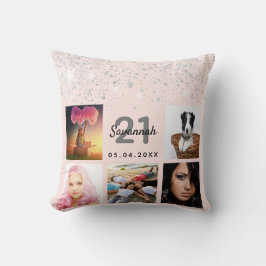誕生日フォトバラ金ゴールドグリッター赤面ピンクシルバー クッション