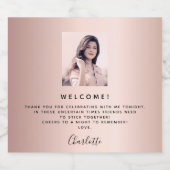 誕生日フォトバラ金ゴールドピンクの歓迎 スパークリングワインラベル (シングルラベル)