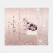 誕生日フォトバラ金ゴールド銀グリッターダスト名 フリースブランケット (正面(横))