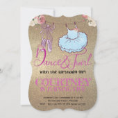 誕生日フォトバレリーナ金ゴールドグリッター 招待状 (正面)