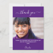 誕生日フォトパープルサンキューカード 招待状 (正面)
