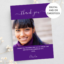 誕生日フォトパープルサンキューカード 招待状