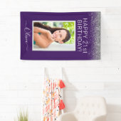 誕生日フォトパープルシルバーグリッターバナガーリーー 横断幕 (インサイチュ)