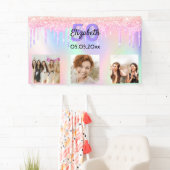 誕生日フォトピンクパープルウェルカム 横断幕 (インサイチュ)