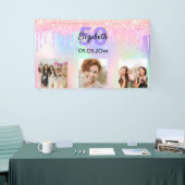 誕生日フォトピンクパープルウェルカム 横断幕 (トレードショー)