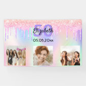 誕生日フォトピンクパープルウェルカム 横断幕 (横)