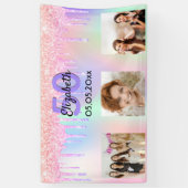 誕生日フォトピンクパープルウェルカム 横断幕 (縦)