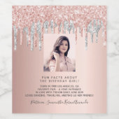 誕生日フォトピンク銀おもしろいファクトbio ワインラベル (シングルラベル)