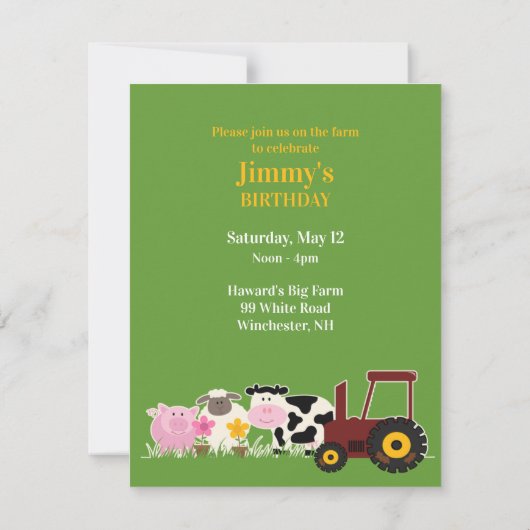 誕生日フォトファームカード 招待状 (裏面)