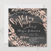 誕生日フォトフレームバラ金ゴールドブラック王室の 招待状 (正面)